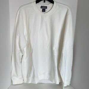 Lands’ End white long sleeve Cobble Crew  shirt men’s size L 42-44 regular NWT